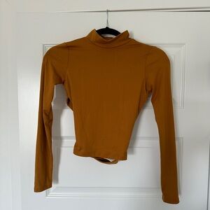 Backless Mock Neck Long Sleeve Top